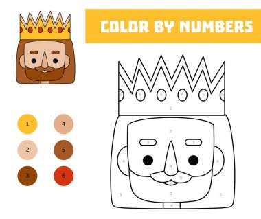 Renk sırasına göre, çocuklar için eğitim oyunu, altın tacın içindeki şirin çizgi film kralı.