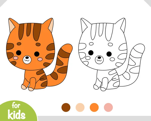 Libro Para Colorear Para Niños Dibujos Animados Lindo Personaje Gato — Archivo Imágenes Vectoriales