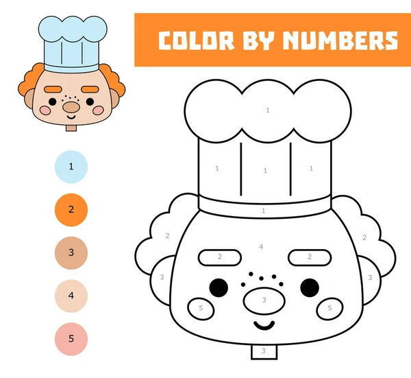 Color Por Número Juego Educación Para Niños Chef — Vector de stock