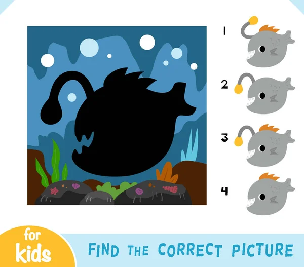 Finden Sie Den Richtigen Schatten Aufklärungsspiel Für Kinder Netter Cartoon — Stockvektor