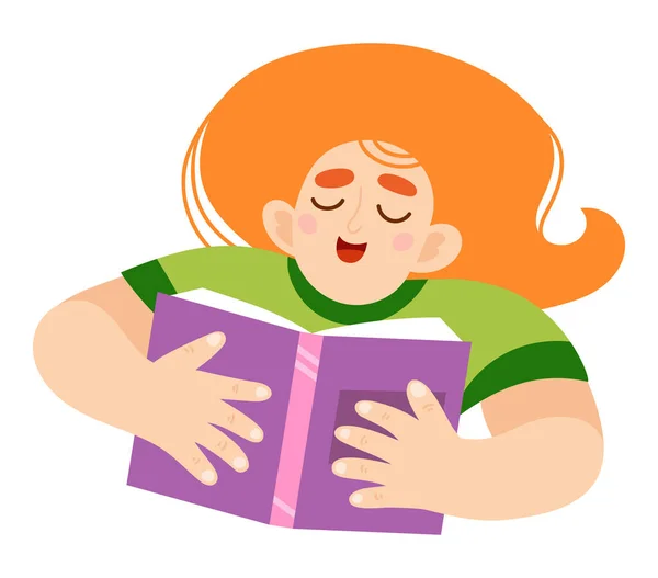 Linda chica leyendo un libro para colorear página para niños