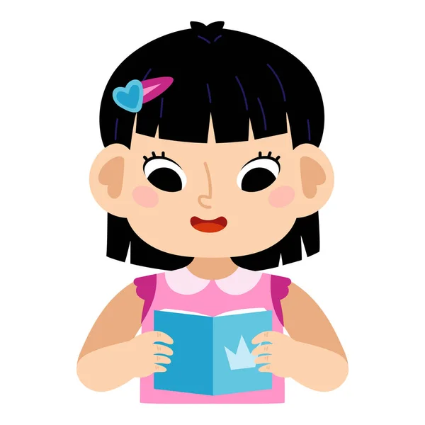 Dibujos Animados Vector Ilustración Para Niños Linda Chica Asiática Dibujos — Vector de stock
