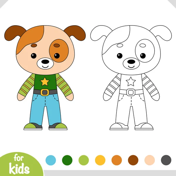 Libro Para Colorear Para Niños Dibujos Animados Lindo Personaje Perro Vector De Stock