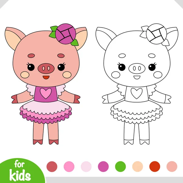 Coloring Book Children Cartoon Cute Character Ballerina Pig Royalty Free Stock Illustrations