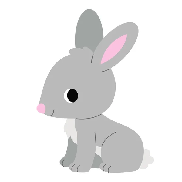 Carino Personaggio Coniglio Cartone Animato Vettoriale Fattoria Animale Illustrazione Bambini — Vettoriale Stock