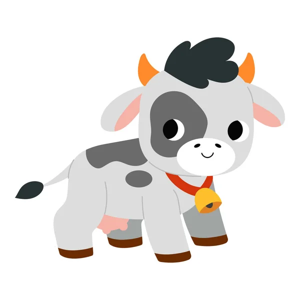 Lindo Personaje Vaca Dibujos Animados Ilustración Animales Granja Vector Para — Vector de stock