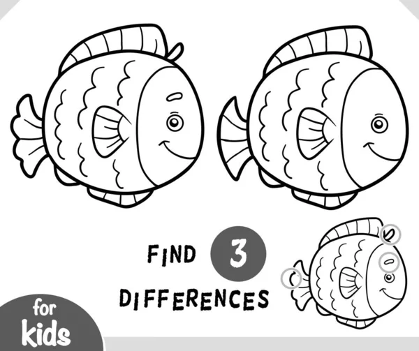 Cute Ryb Kreskówek Znaleźć Różnice Gra Edukacyjna Dla Dzieci — Wektor stockowy
