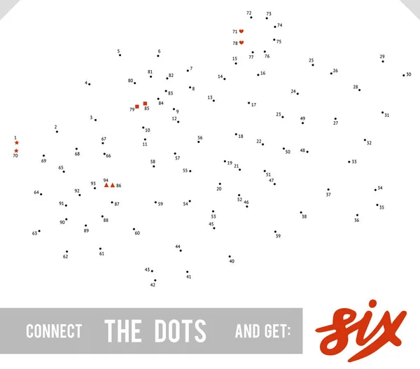Буква Word Six Dot Dot Детей Взрослых Цифры Игры Открыток — стоковый вектор