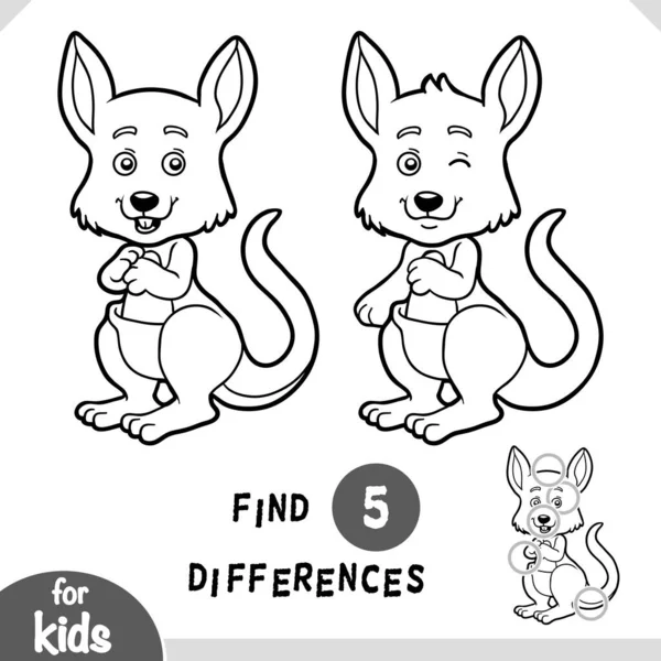 귀여운 캥거루 Kangaroo 어린이를 교육적 페이지의 차이점을 찾으세요 로열티 프리 스톡 벡터