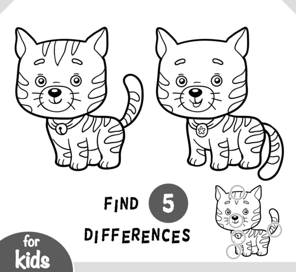 Animal Estimação Bonito Gato Dos Desenhos Animados Encontre Diferenças Jogo Ilustrações De Bancos De Imagens Sem Royalties