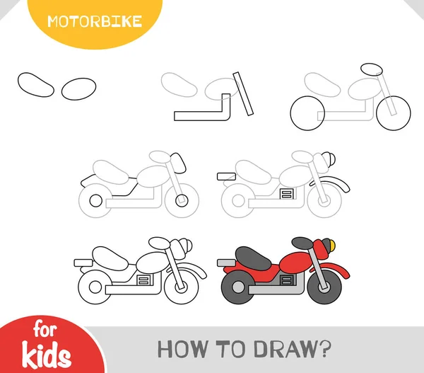 Рисовать Мотоцикл Детей Шаг Шагом Рисуем Учебник Простое Руководство Рисованию Стоковая Иллюстрация