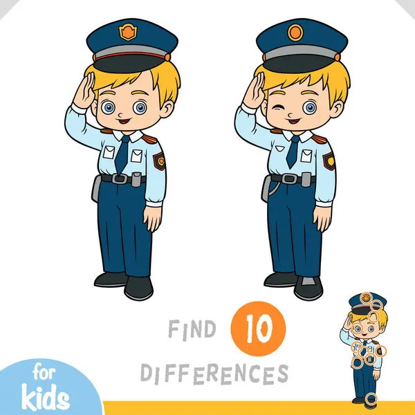 Trouver Des Différences Jeu Éducatif Pour Les Enfants Officier Police Vecteurs De Stock Libres De Droits
