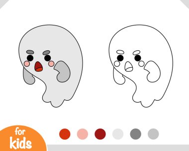 Çocuklar için boyama kitabı, sevimli hayalet karakter.