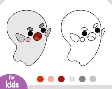 Çocuklar için boyama kitabı, sevimli hayalet karakter.