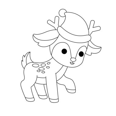 Sevimli Noel geyiği, çocuklar için boyama kitabı.