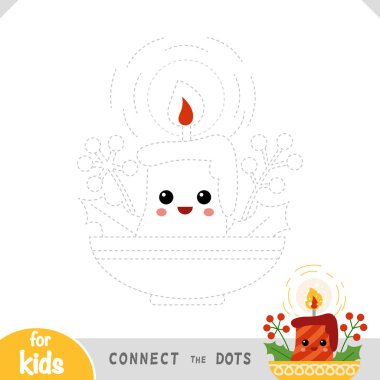 Noktaları birleştir, çocuklar için eğitim oyunu, Şirin Noel mumu ve kutsal böğürtlen