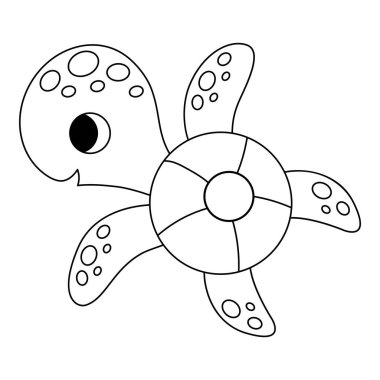 Tatlı karikatür deniz kaplumbağası, çocuklar için boyama kitabı.