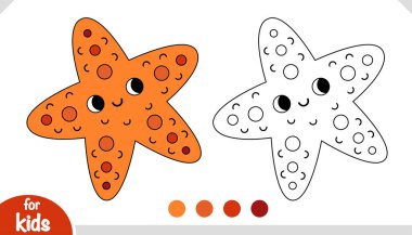 Şirin deniz yıldızı çizgi filmi, çocuklar için boyama kitabı.