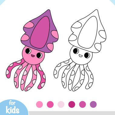 Şirin bir karikatür, çocuklar için boyama kitabı.