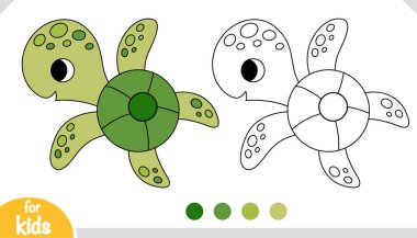 Tatlı karikatür deniz kaplumbağası, çocuklar için boyama kitabı.