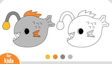 Çizgi film şirin maymunbalığı, çocuklar için boyama kitabı.