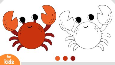 Tatlı çizgi film yengeci, çocuklar için boyama kitabı.