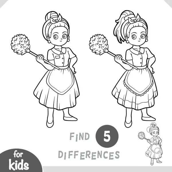 Çizgi film karakteri hizmetçi kız. Çocuklar için siyah beyaz oyun bul, eğitim bul