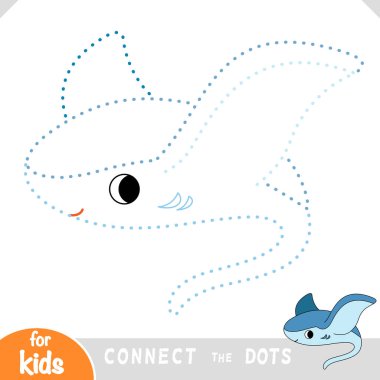 Noktaları birleştirerek şirin bir deniz karakteri olan Stingray 'i tamamla. Okul öncesi çocuklar için okyanus deniz hayvanları hakkında eğlenceli ve basit eğitim aktivitesi