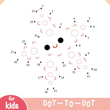 Çocuklar için okyanus hayvanlarıyla ilgili noktalı sayfa şeklinde şirin bir deniz yıldızı çizgi filmi. Taslağı tamamlamak için numaraları birleştir. Renklendirme ve sayı çalışması için eğlenceli bir eğitici oyun.