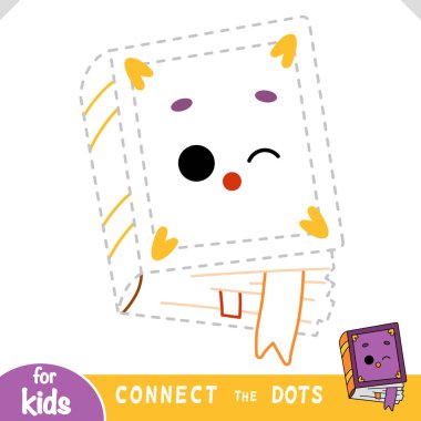 Güzel bir karakter büyü kitabını tamamlamak için noktaları birleştir. Cadılar Bayramı hakkında eğlenceli ve basit eğitim aktiviteleri ve anaokulu çocukları için peri masalları 