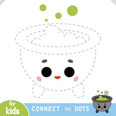 Noktaları birleştirerek şirin bir karakter kazanını iksirle tamamla. Cadılar Bayramı hakkında eğlenceli ve basit eğitim aktiviteleri ve anaokulu çocukları için peri masalları