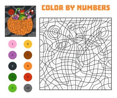 Karikatür dolu balkabağı olan çocuklar için sayfa sayfa renkli. Çocuklar için Cadılar Bayramı vektör çizimi. Anaokulu ve anaokulu için eğitim özeti mükemmel..