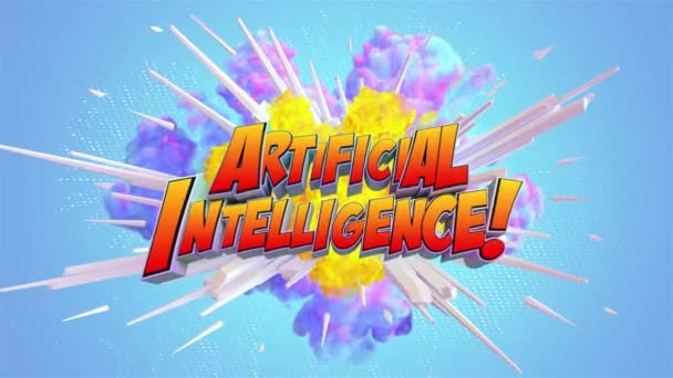 Explosão Desenhos Animados Com Mensagem Inteligência Artificial — Vídeo de Stock