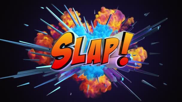 Explosão Desenhos Animados Com Mensagem Slap — Vídeo de Stock