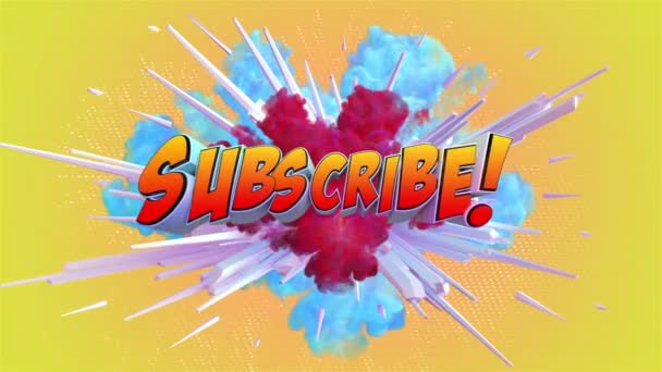 Cartoon Explosion Message Subscribe — Stock Video