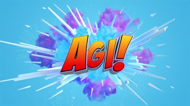 Tecknad Explosion Med Meddelande Agi — Stockvideo