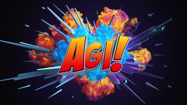 Tecknad Explosion Med Meddelande Agi — Stockvideo