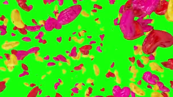 Цветные Воздушные Шары Лопаются Зеленом Экране — стоковое видео