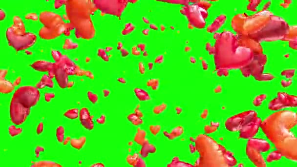 Färgglada Ballonger Spricker Grön Skärm — Stockvideo