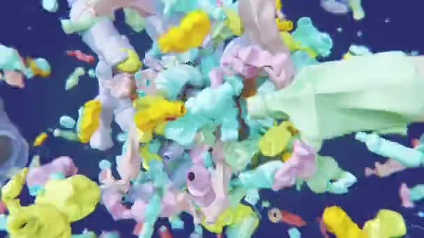 Explosión Botellas Plástico Color Pastel — Vídeo de stock