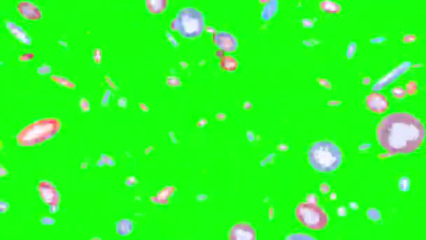 Взрыв Красочных Символов Любимое Сердце Социальных Сетях Альфа Маске Зеленом — стоковое видео