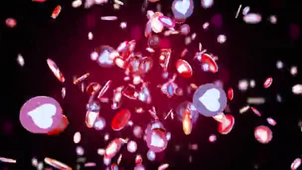 Esplosione Dinamica Dei Colorati Simboli Favorite Heart Sui Social Media — Video Stock