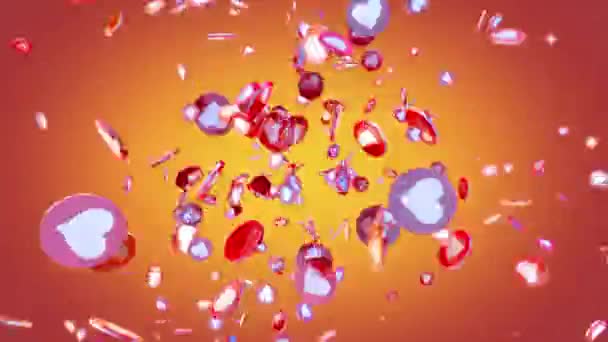 Dynamisk Explosion Färgglada Favorit Heart Symboler Sociala Medier — Stockvideo