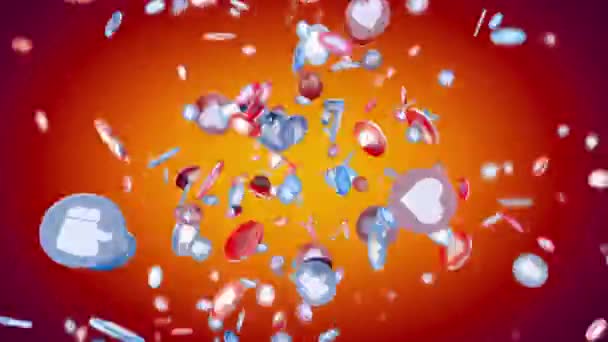 Dynamisk Explosion Färgglada Liknande Och Favorit Hjärta Symboler Sociala Medier — Stockvideo