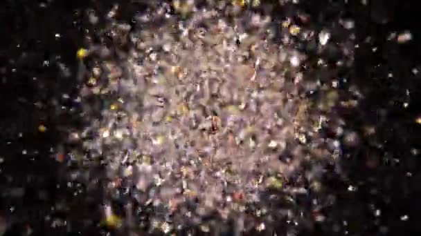 Динамический Взрыв Разноцветных Лепестков Роз — стоковое видео