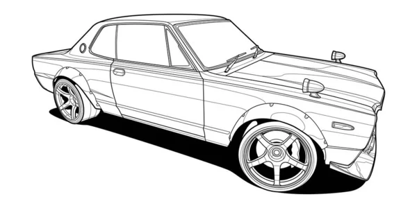 Динамическая Черно Белая Векторная Иллюстрация Спортивного Автомобиля Олицетворяющего Скорость Мощность — стоковый вектор