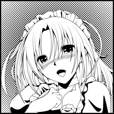 Siyah vektör sanatı, kız ahegao yüz yüze duygu, illüstrasyon manga tarzı. Tişörtler, kasklar, arabalar ve duvar kağıtları için el yapımı sanat eserleri. konsept grafik tasarım elemanı. Beyaz arkaplanda izole