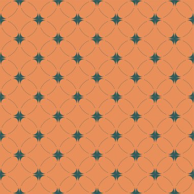 Geleneksel Japon motiflerinden esinlenilmiş, tekstil ve dijital tasarım projeleri için ideal, sıcak şeftali arkaplan üzerinde koyu gri yıldızların ve dairesel kavislerin çarpıcı tasarımı.