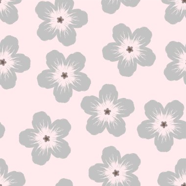 Zarif, pürüzsüz çiçek desenleri. Yumuşak gri çiçekler ve yalıtılmış pembe arka planda dokulu taç yaprakları. Tekstil, duvar kağıdı ve bahar temalı tasarımlar için mükemmel.
