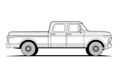 Kitap ve çizim için boyama sayfası. Vektör illüstrasyonu kavramı. Off-road aracı. Grafik elementi. Araba tekerleği. Siyah hatlı çizim beyaz arkaplanda izole edilmiş..